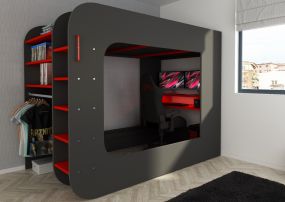 Hoogslaper The Cube Gamingbed Met Kast Antraciet 120 x 200 cm