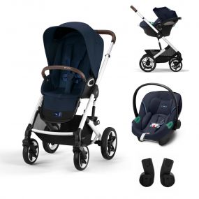 Cybex Kinderwagen Talos S Lux Silver Ocean Blue Navy Blue Met Cybex Autostoel Aton S2