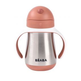 Beaba RVS Drinkbeker Met Rietje 250ml - Terracotta