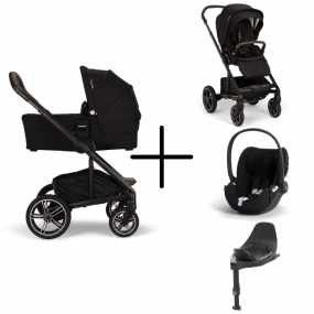 Nuna Kinderwagen 3 in 1 MIXX™ next Caviar + Autostoel Cloud T I Size + Cybex Draaibare Base T